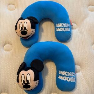 Disney Blue Mickey Mouse Plush Travel Neck Pillow - Pair